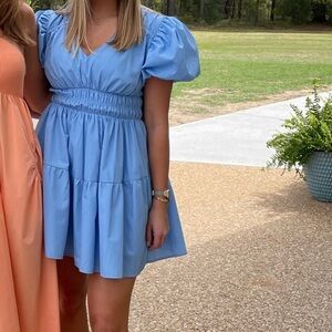 MOON RIVER Blue Puff Sleeve Dress